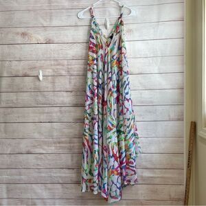 LA MODA VERY FULL WATERCOLOR PRINT MAXI DRESS